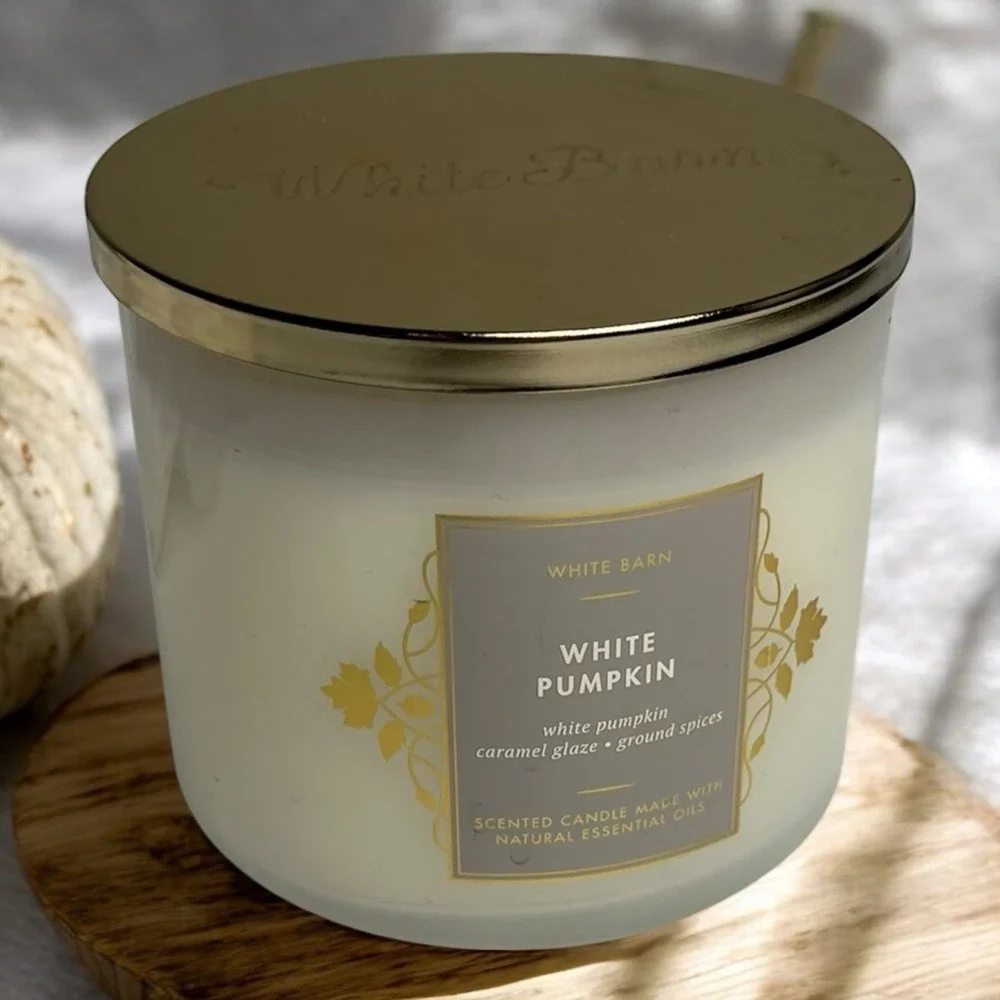 White Barn Bath & Body Works White Pumpkin 3 Wick Scented Candle 14.5 oz